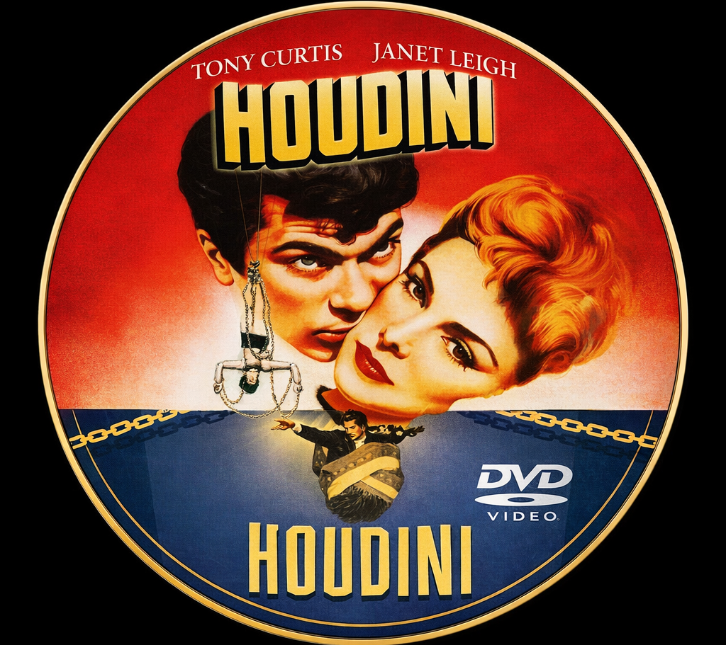HOUDINI  (1953) TONY CURTIS - JANET LEIGH - Public Domain DVD NO CASE