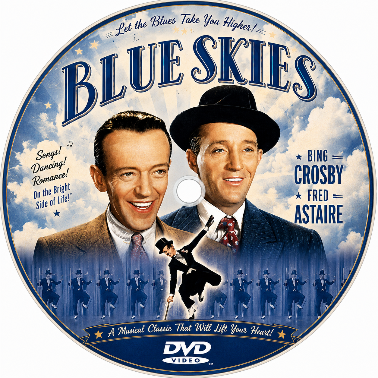 BLUE SKIES (1946) Bing Crosby, Fred Astaire, Joan Caulfield, Billy De Wolfe, Olga San Juan - Public Domain Movie DVD NO CASE