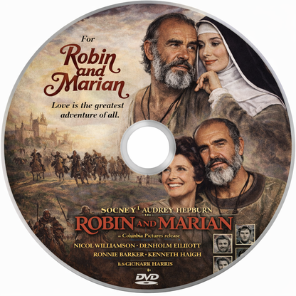ROBIN AND MARIAN (1976)  Sean Connery ,Audrey Hepburn ,Robert Shaw ,Nicol Williamson ,Denholm Elliott ,Ronnie Barker ,Kenneth Haigh ,Ian Holm ,Richard Harris - DVD Public Domain DVD NO CASE