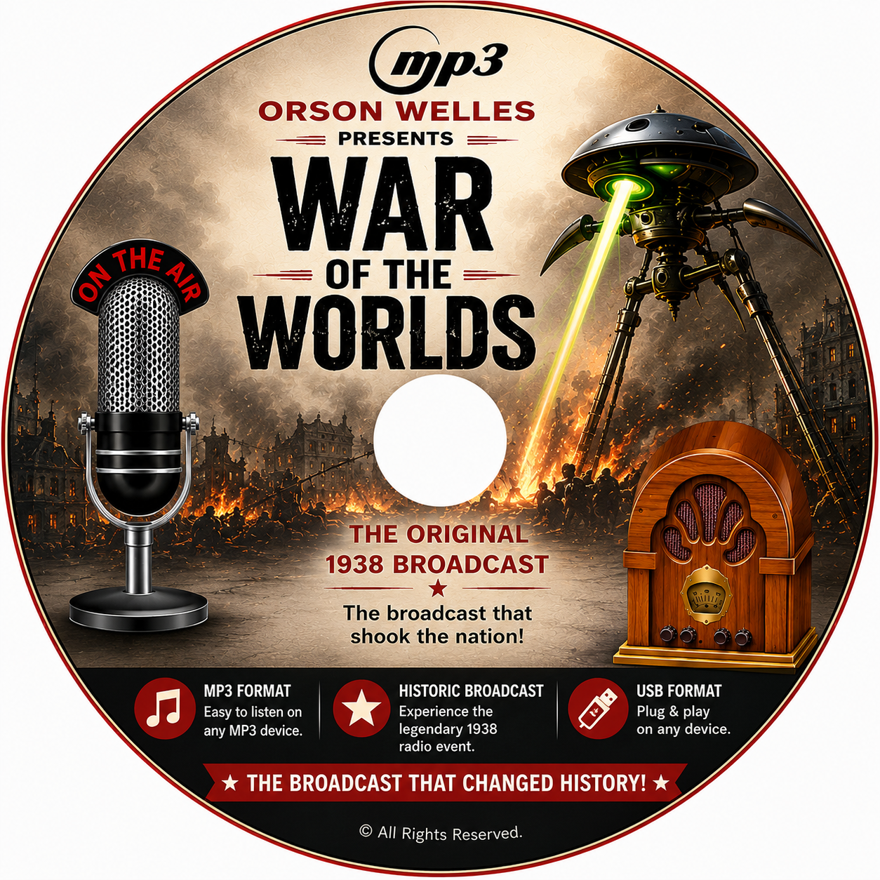ORSON WELLES - 128 Old Time Radio Shows MP3 DVD + BONUS WAR OF THE WORLDS DVDROM