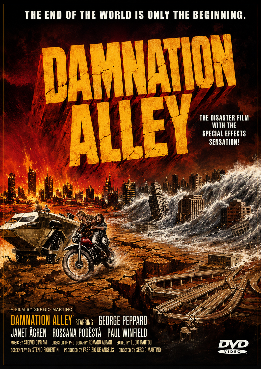 DAMNATION ALLEY (1977) Jan-Michael Vincent, Public Domain DVD NO CASE