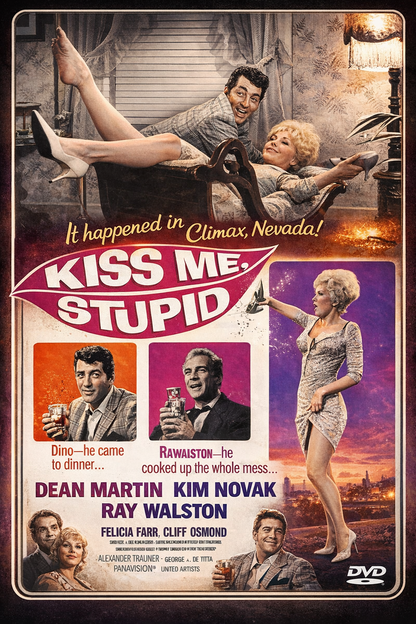 KISS ME, STUPID (1964) - Dean Martin ,Kim Novak ,Ray Walston ,Felicia Farr ,Cliff Osmond - Public Domain DVD NO CASE