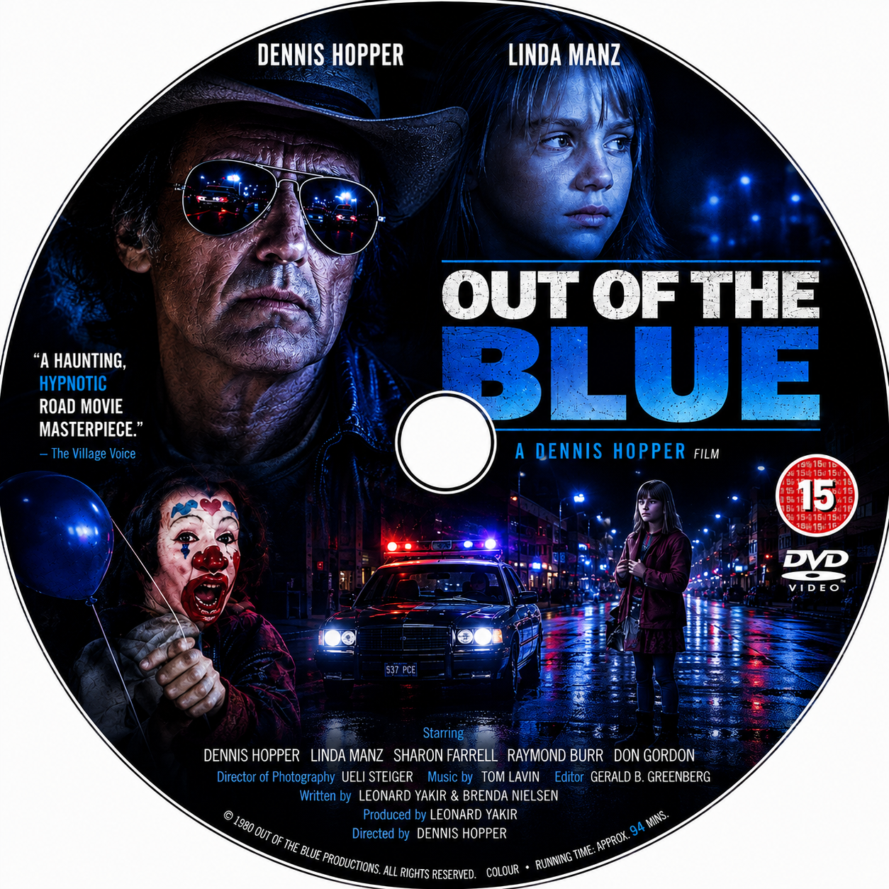 OUT OF THE BLUE (1980) Linda Manz, Dennis Hopper, Sharon Farrell, Don Gordon, Raymond Burr - DVD NO CASE