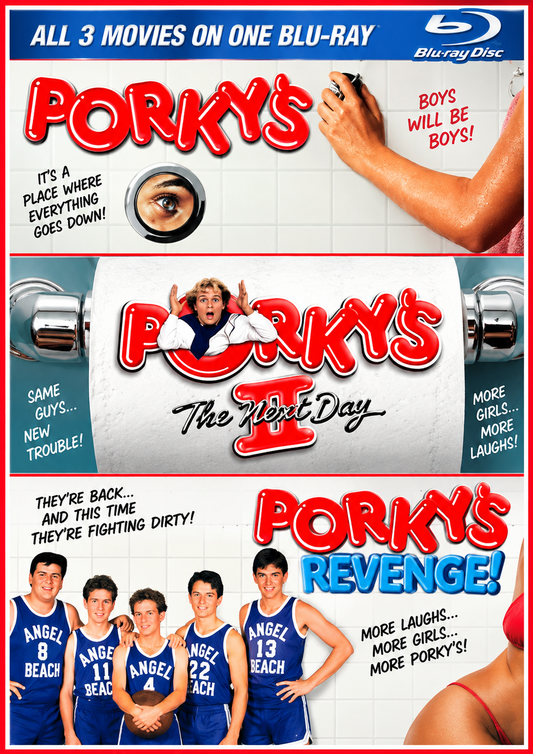 PORKY'S TRILOGY BLU-RAY (1981-1985) Dan Monahan,Wyatt Knight,Tony Ganios - VERY RARE DELETED TITLE ! - Public Domain BLU-RAY NO CASE