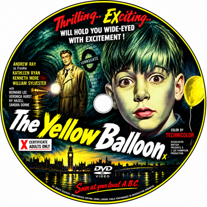 THE YELLOW BALLOON  (1953) Bernard Lee, Kenneth More, Andrew Ray, William Sylvester, Kathleen Ryan  - Public Domain DVD NO CASE