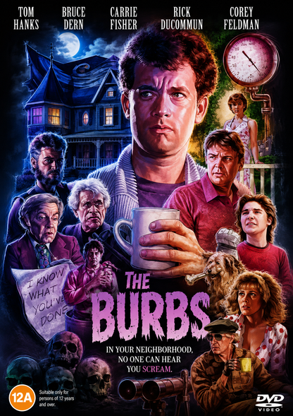 THE BURBS UNCUT (1989) Tom Hanks, Bruce Dern, Carrie Fisher - PUBLIC DOMAIN DVD ONLY NO CASE