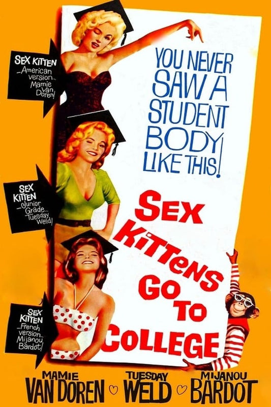 SEX KITTENS GO TO COLLEGE (1960) Mamie Van Doren,Tuesday Weld,Mijanou Bardot  - Public Domain DVD NO CASE