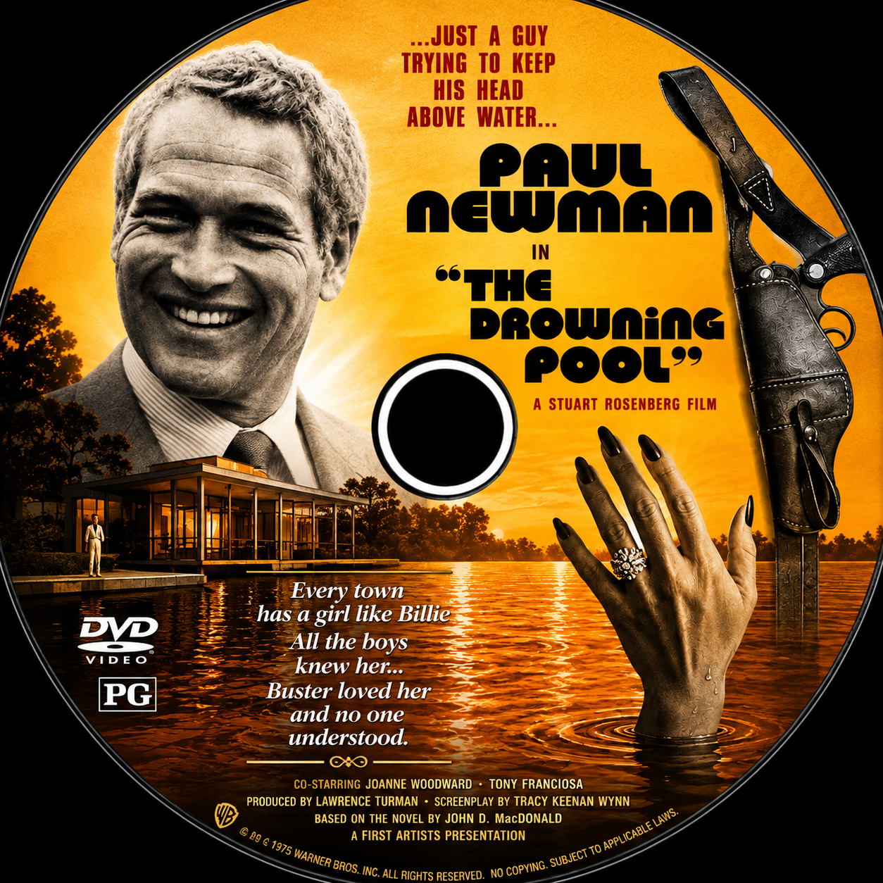 THE DROWNING POOL (1975) Paul Newman,Joanne Woodward,Melanie Griffith - Public Domain DVD NO CASE RARE !