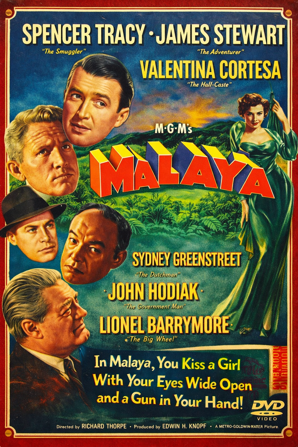 MALAYA (1949) James Stewart,Spencer Tracy - Public Domain DVD NO CASE