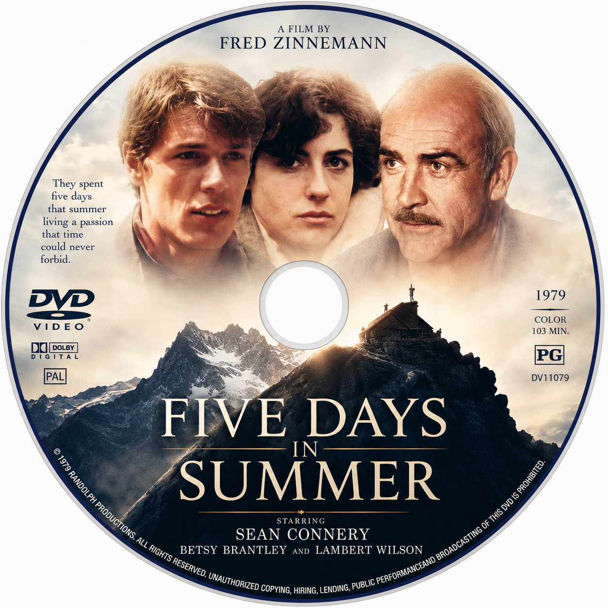 FIVE DAYS ONE SUMMER (1982) - Sean Connery - PUBLIC DOMAIN DVD ONLY NO CASE
