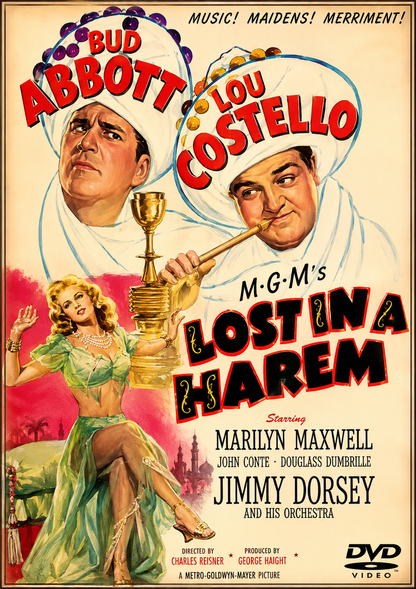 ABBOTT & COSTELLO - LOST IN A HAREM (1944)  Bud Abbott, Lou Costello, Marilyn Maxwell, John Conte, Douglass Dumbrille - Public Domain Movie DVD NO CASE