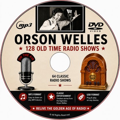 ORSON WELLES - 128 Old Time Radio Shows MP3 DVD + BONUS WAR OF THE WORLDS DVDROM