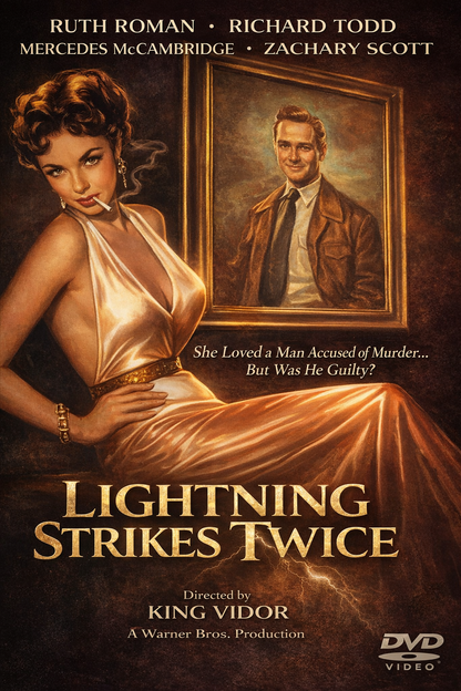 LIGHTNING STRIKES TWICE (1951) Richard Todd,Ruth Roman,Mercedes McCambridge  - Public Domain DVD NO CASE RARE !