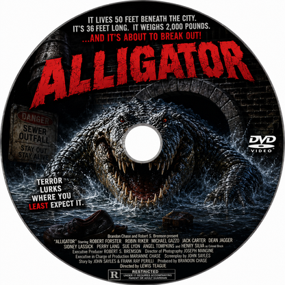 ALLIGATOR (1980) Robert Forster, Robin Riker, Michael V. Gazzo, Dean Jagger, Jack Carter and Sue Lyon - Public Domain Movie DVD NO CASE