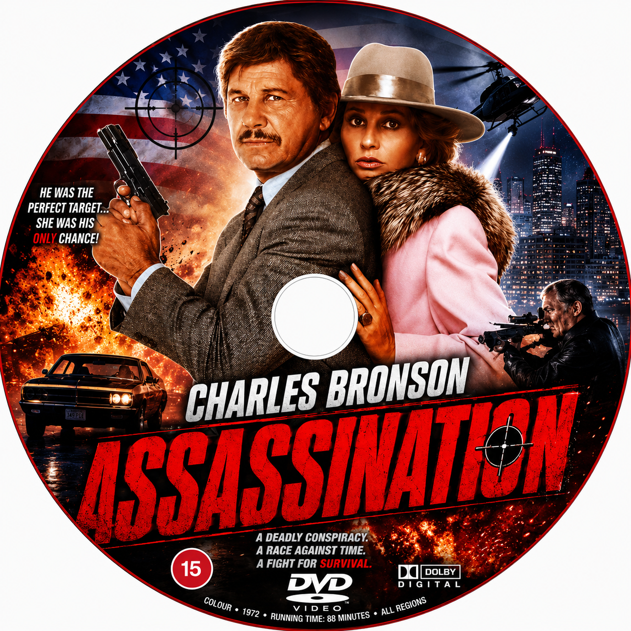 ASSASSINATION (1987) Charles Bronson,Lisa Eilbacher,Andrew Stevens - DVD NO CASE RARE !