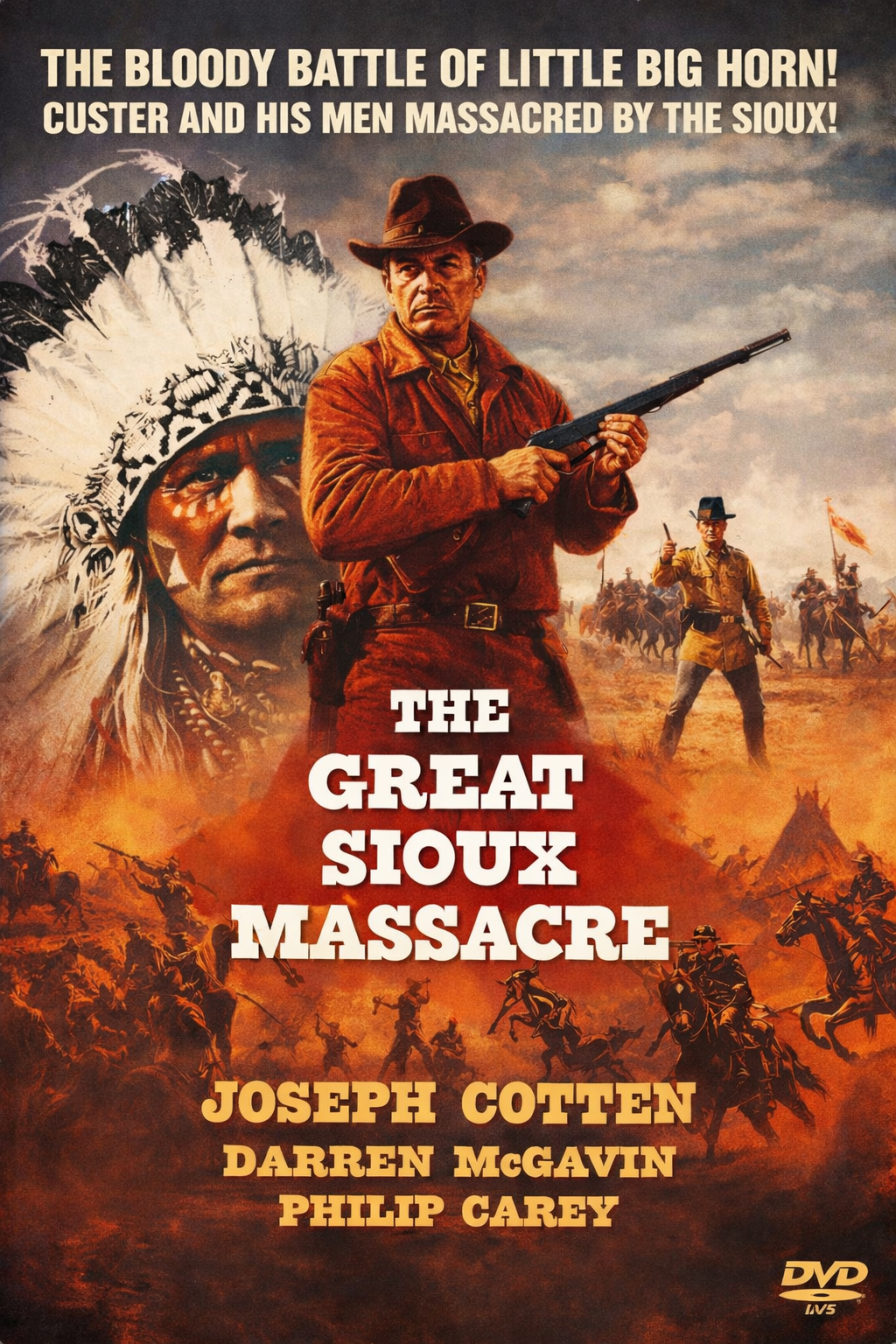 The Great Sioux Massacre (1965)Joseph Cotten, Michael Pate, Julie Sommars, Philip Carey, Public Domain DVD NO CASE