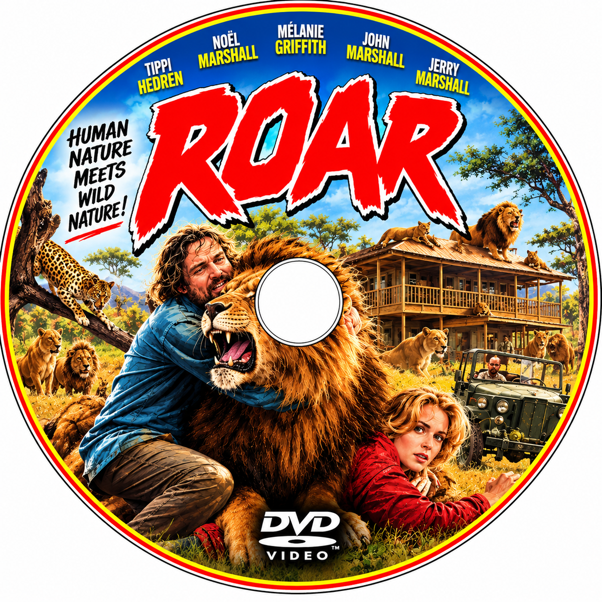 ROAR (1981) Tippi Hedren, Noel Marshall, Melanie Griffith, John Marshall, Jerry Marshall and Kyalo Mativo - PUBLIC DOMAIN DVD ONLY NO CASE