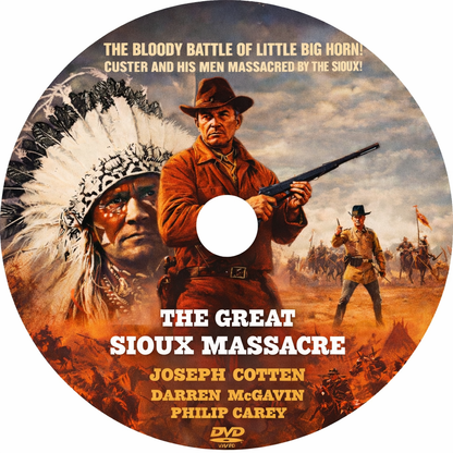 The Great Sioux Massacre (1965)Joseph Cotten, Michael Pate, Julie Sommars, Philip Carey, Public Domain DVD NO CASE