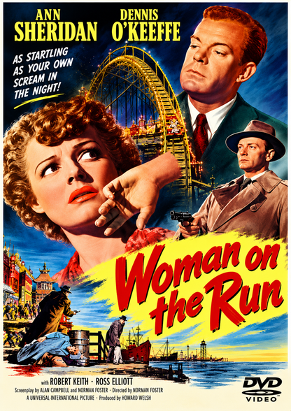WOMAN ON THE RUN (1950)  Ann Sheridan, Dennis O'Keefe, Robert Keith, Ross Elliott, Frank Jenks and John Qualen - PUBLIC DOMAIN DVD ONLY NO CASE