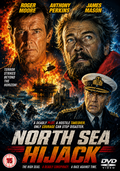 NORTH SEA HIJACK (1980) Roger Moore, Anthony Perkins, James Mason, Michael Parks, David Hedison, Michael Billington - Public Domain DVD NO CASE