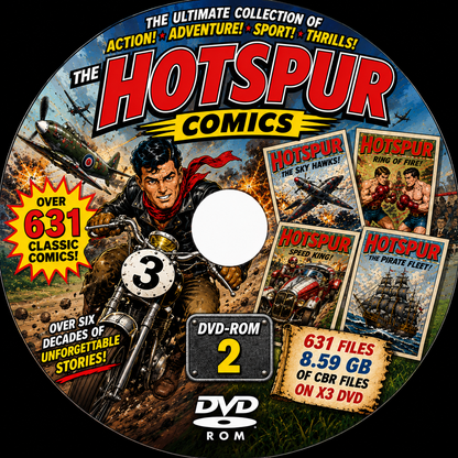 HOTSPUR COMICS - 631 FILES -  8.59 GB OF CBR FILES ON DVD - FREE POST