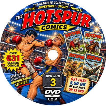 HOTSPUR COMICS - 631 FILES -  8.59 GB OF CBR FILES ON DVD - FREE POST