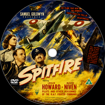 SPITFIRE (1942) Leslie Howard, Davin Niven, Public Domain DVD NO CASE