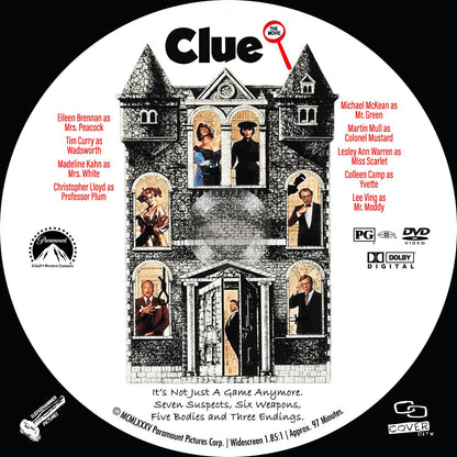 CLUE (1985) Tim Curry,Madeline Kahn,Christopher Lloyd,Michael McKean,Martin Mull,Lesley Ann Warren - RARE DELETED DVD ONLY NO CASE