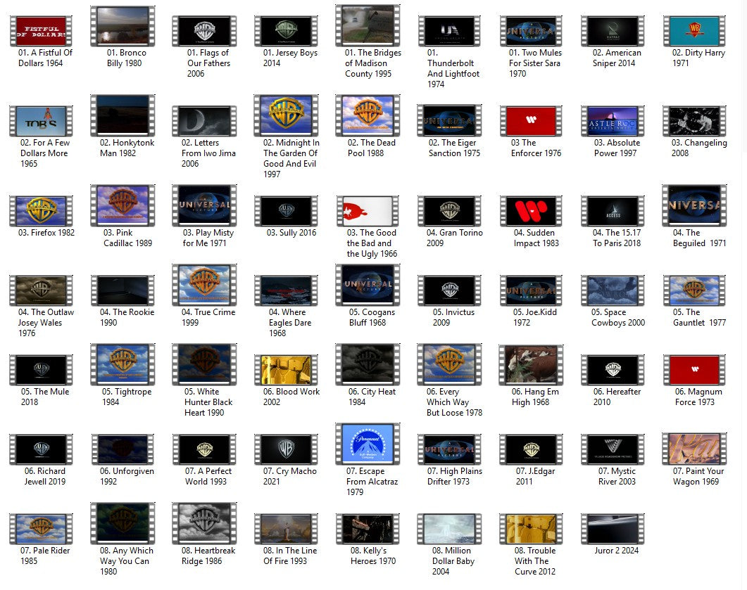 CLINT EASTWOOD - 63 MOVIE COLLECTION ON ONE USB PLUG & PLAY MP4's