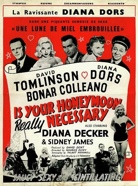 IS YOUR HONEYMOON REALLY NECESSARY (1953) Starring - Bonar Colleano,Diana Dors,David Tomlinson,Diana Decker - DVD, Public Domain DVD NO CASE