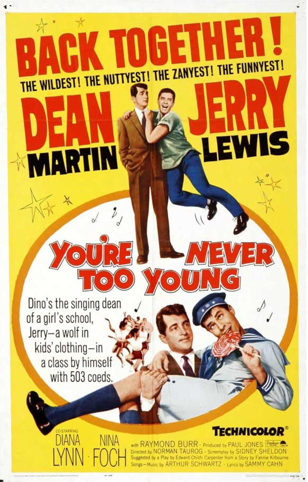 YOU'RE NEVER TO YOUNG (1955) Dean Martin,Jerry Lewis - Public Domain Movie DVD NO CASE