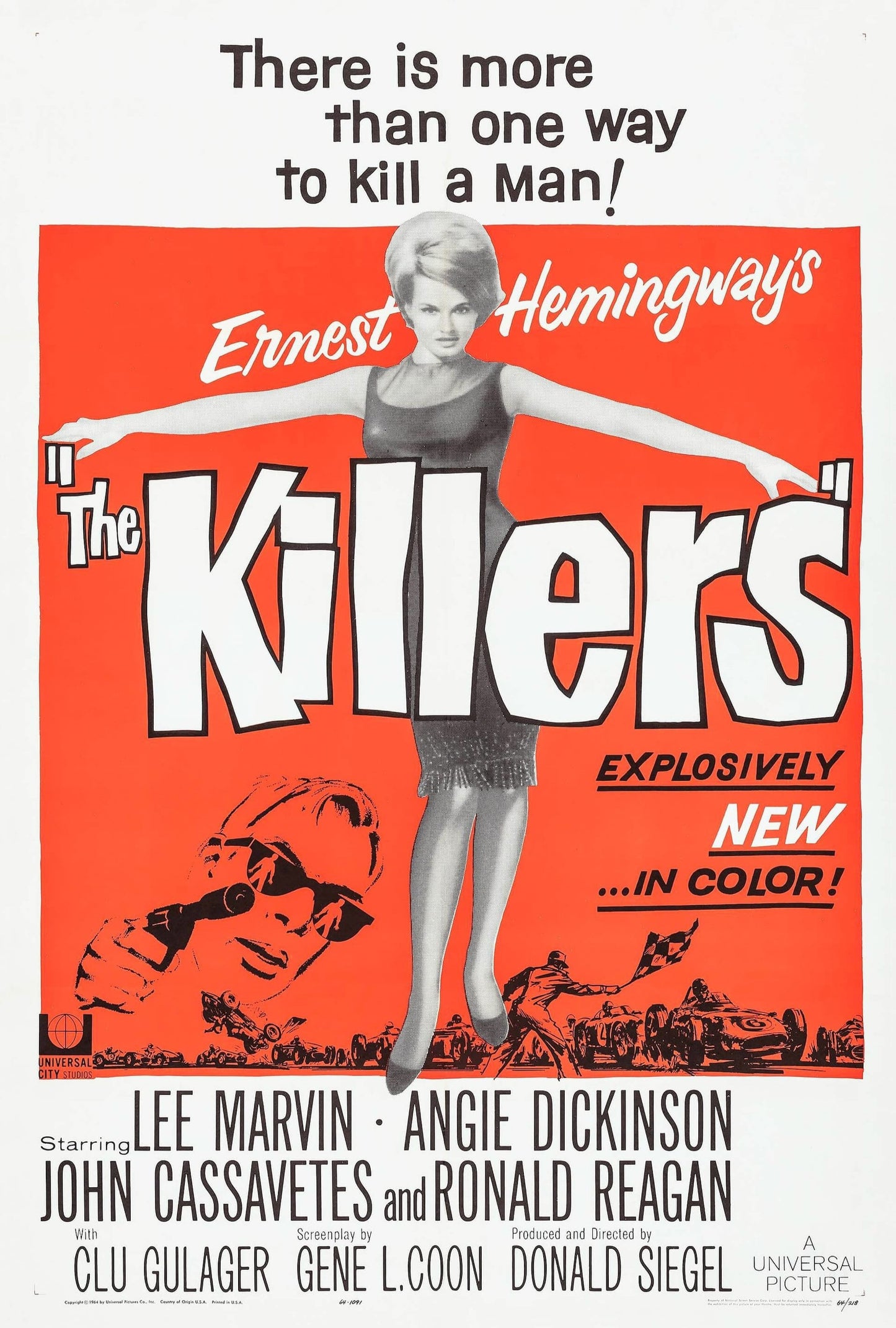 THE KILLERS (1964) Lee Marvin,Angie Dickinson,John Cassavetes,Ronald Reagan,Clu Gulager - Public Domain DVD NO CASE
