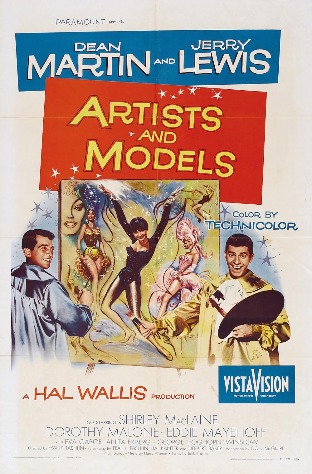 ARTISTS AND MODELS (1955) Dean Martin ,Jerry Lewis ,Shirley MacLaine ,Dorothy Malone ,Eddie Mayehoff ,Eva Gabor - DVD Public Domain DVD NO CASE