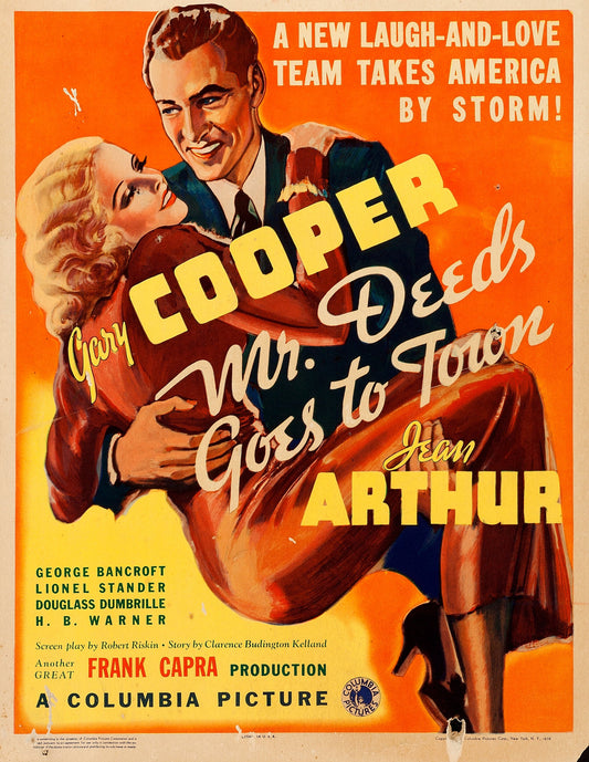 Mr. DEEDS GOES TO TOWN (1936) Gary Cooper, Jean Arthur, George Bancroft, Lionel Stander, Douglass Dumbrille - PUBLIC DOMAIN DVD ONLY NO CASE