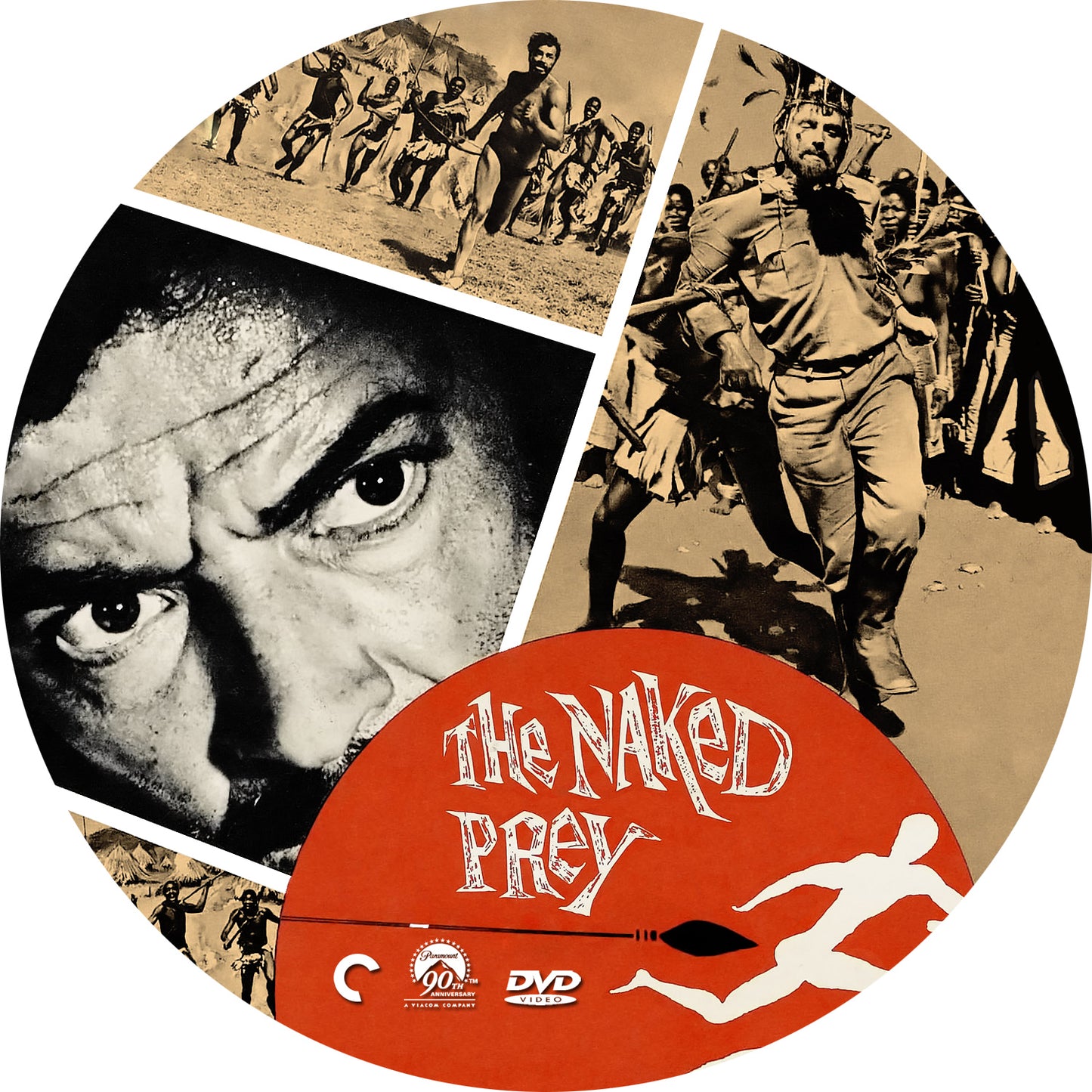 THE NAKED PREY (1965) Cornel Wilde,Gert van den Bergh,Ken Gampu,Patrick Mynhardt   - Public Domain DVD NO CASE RARE !