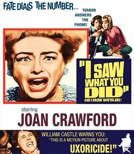 " I SAW WHAT YOU DID" (1965) Starring John Ireland,Joan Crawford - Public Domain Movie Disc only