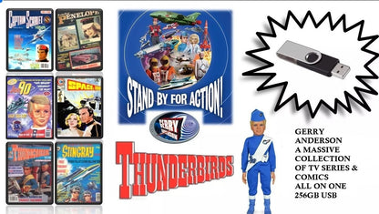GERRY ANDERSON - THE ULTIMATE RETRO COMICS &amp; TV SERIES MASSIVE COLLECTION Format ON USB 123GB