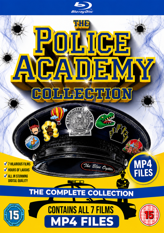 POLICE ACADEMY COLLECTION 7 MOVIE x2 BLU-RAY MP4 COLLECTION (1984-1994) BLU-RAY NO CASE