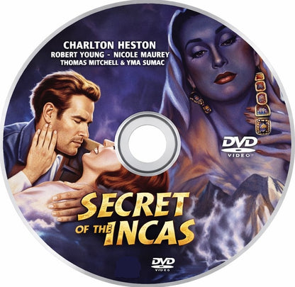 SECRET OF THE INCAS (1954)  Charlton Heston ,Robert Young ,Nicole Maurey ,Thomas Mitchell  - Public Domain Movie DVD NO CASE )