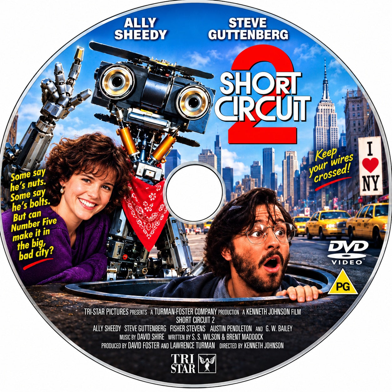 SHORT CURCUIT 2 (1988) Fisher Stevens, Michael McKean, Cynthia Gibb, Jack Weston • Voice of Johnny 5: Tim Blaney • - DVD NO CASE