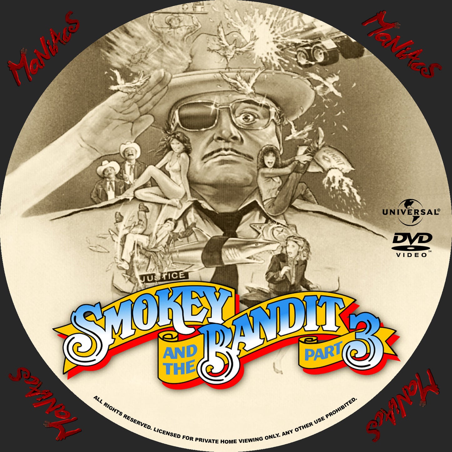 SMOKEY AND THE BANDIT COLLECTION 1-2-3 (1977-83)  Burt Reynolds, Jackie Gleason, Jerry Reed, Mike Henry, Sally Field  - Public Domain Movie DVD NO CASE