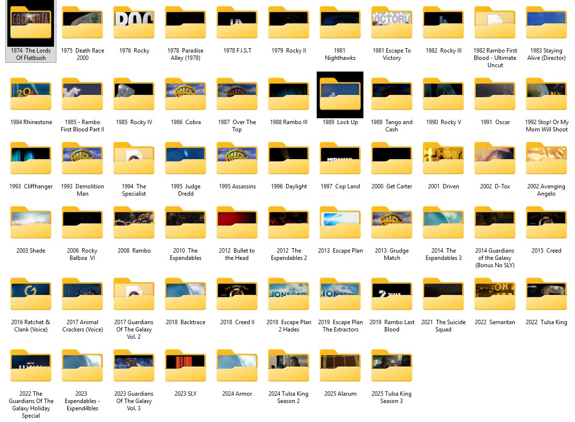SYLVESTER STALLONE - 59 MOVIES - 1 DOC 1 TV SERIES COLLECTION ON ONE USB PLUG & PLAY MP4's