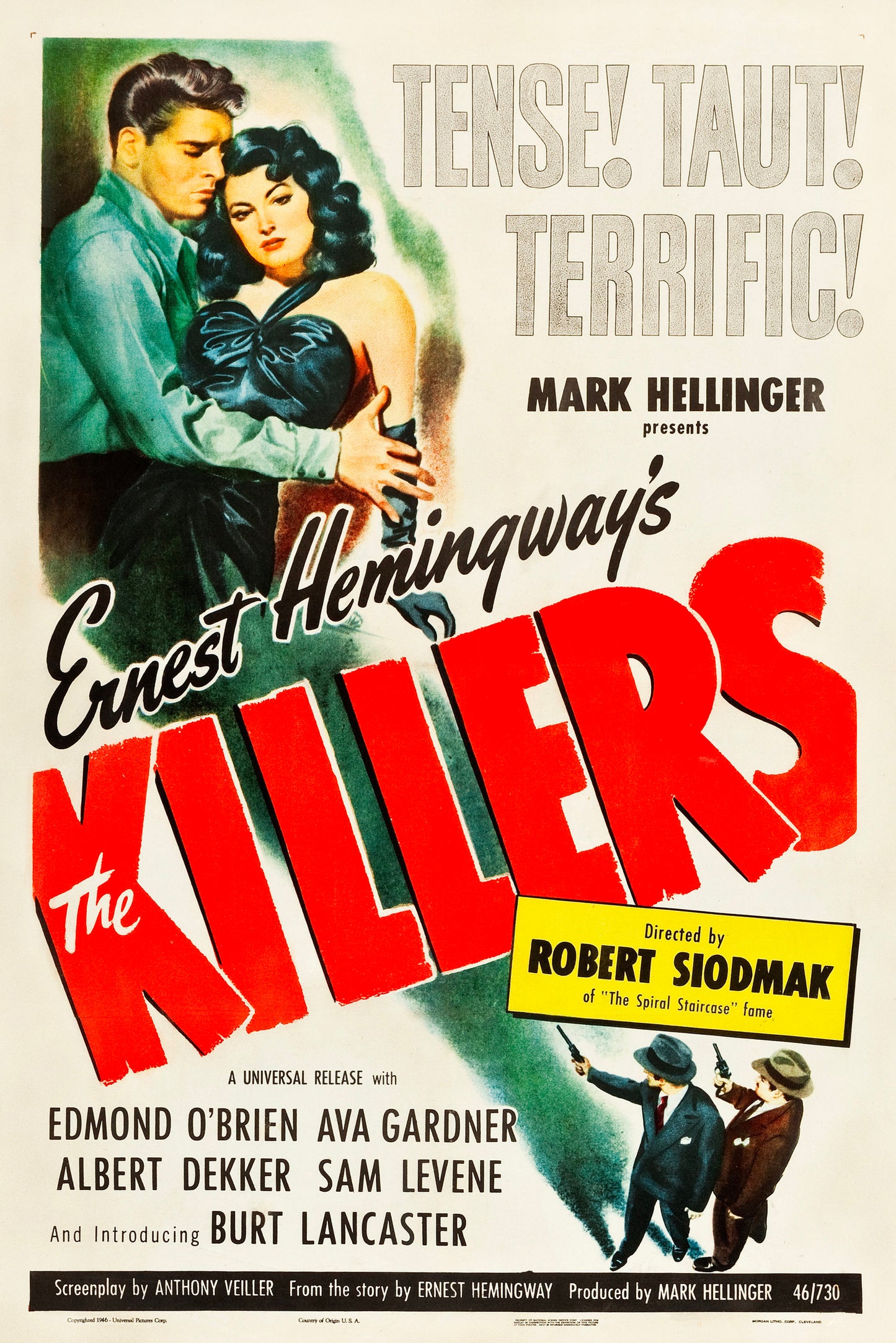 THE KILLERS (1946) Edmond O'Brien,Ava Gardner,Albert Dekker,Sam Levene,Burt Lancaster - Public Domain DVD NO CASE