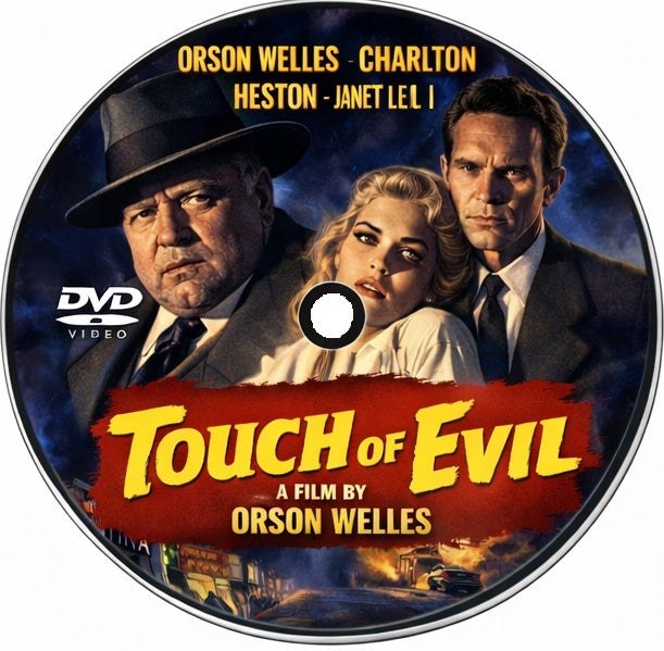TOUCH OF EVIL (1958) Charlton Heston, Janet Leigh, Orson Welles, Joseph Calleia, Akim Tamiroff, Marlene Dietrich - Public Domain Movie DVD NO CASE