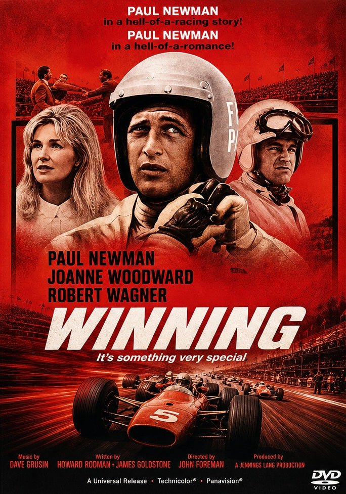 WINNING (1969) Paul Newman,Joanne Woodward,Robert Wagner - Public Domain DVD NO CASE