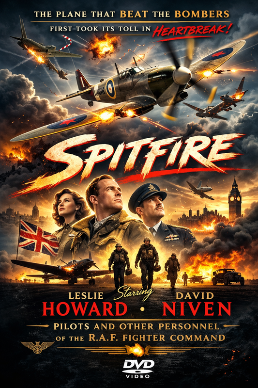 SPITFIRE (1942) Leslie Howard, Davin Niven, Public Domain DVD NO CASE