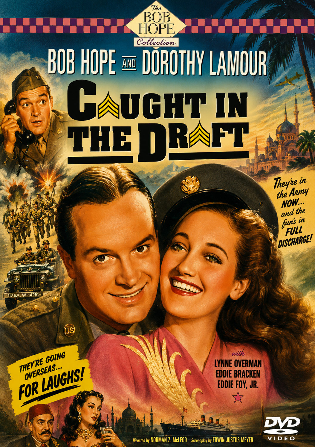 CAUGHT IN THE DRAFT (1941) Bob Hope, Dorothy Lamour, Eddie Bracken, Lynne Overman and Eddie Foy Jr. - Public Domain Movie DVD NO CASE