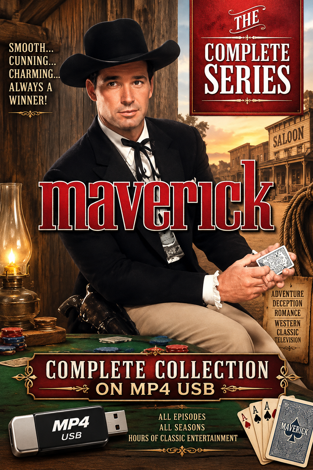 MAVERICK - COMPLETE TV SERIES - PUBLIC DOMAIN USB ONLY
