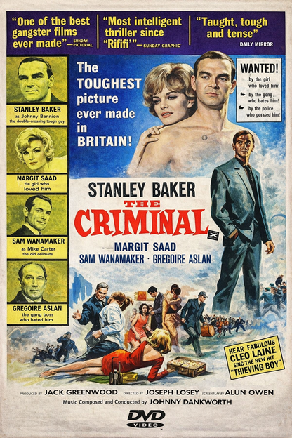 THE CRIMINAL (1960) Stanley Baker ,Sam Wanamaker ,Grégoire Aslan ,Margit Saad - Public Domain Movie DVD NO CASE
