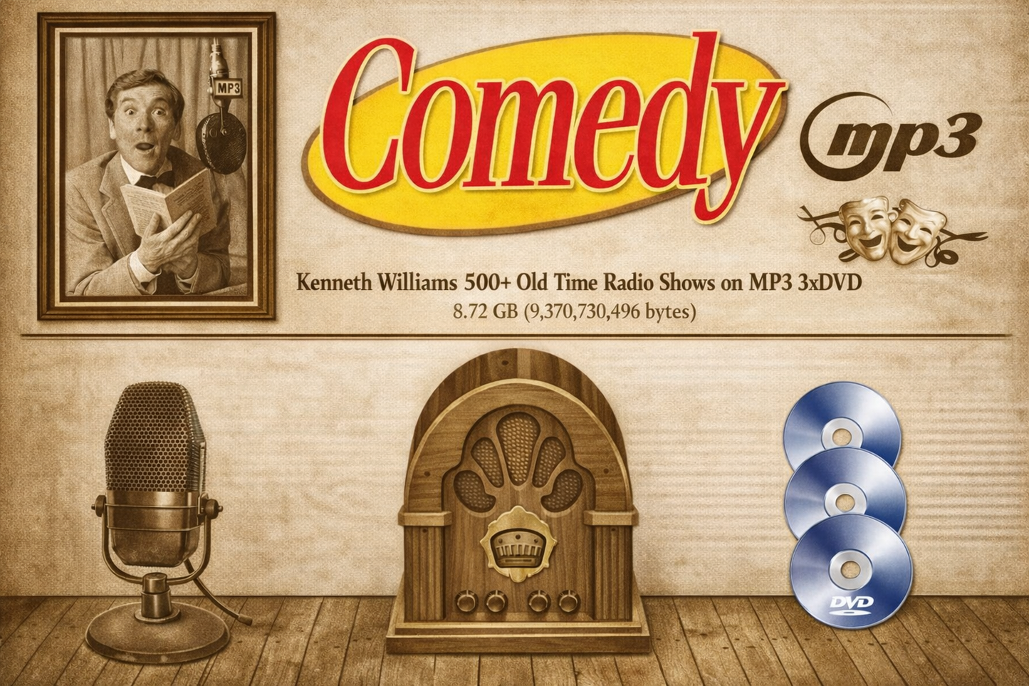 Kenneth Williams Collection of 500+Old Time Radio Shows  MP3 X3 DVDROMs